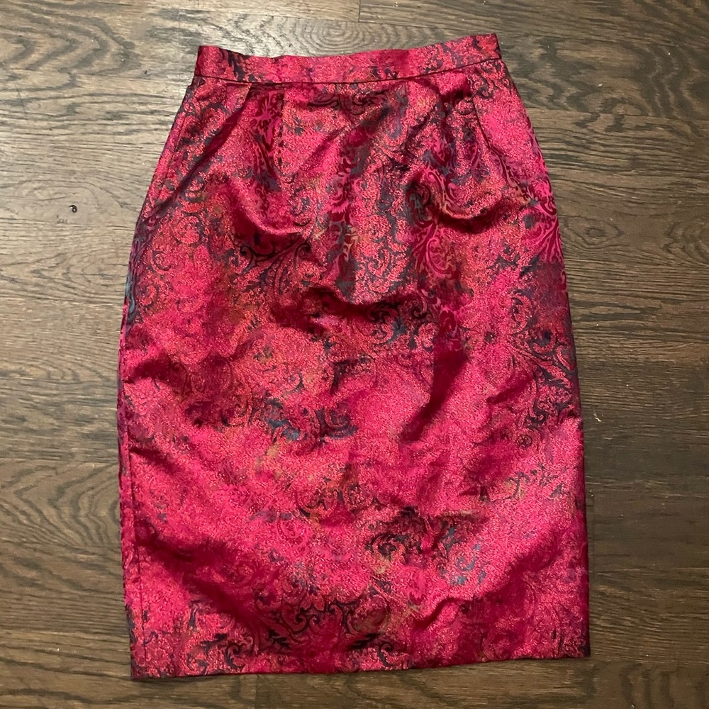 Vintage Baroque Inspired Metallic Midi Skirt